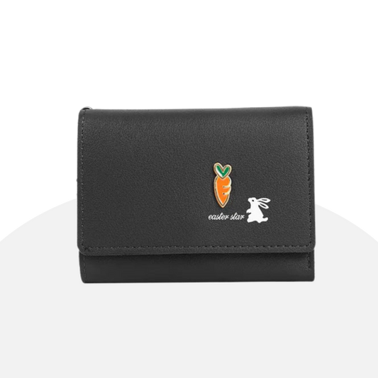 Cute Bunny & Carrot Women's Small Wallet PU Leather Mini Purse