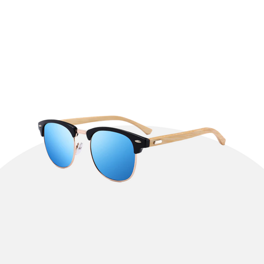 Eco-Chic Bamboo Sunglasses | Polarized Blue Mirror Lenses | UV400