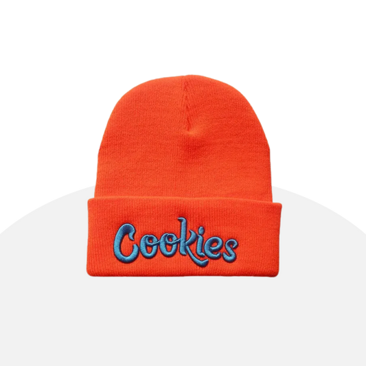 Cookies Embroidered Beanie - Bold Orange, Streetwear Style