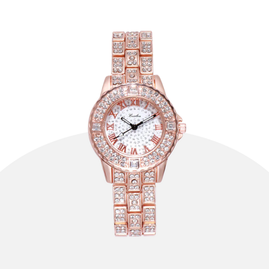 Luxury Women's Rose Gold Watch Crystal Bling Quartz Elegant Gift