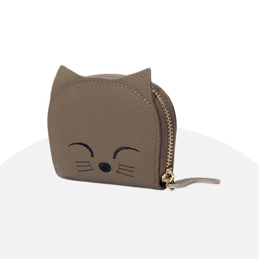 Cute Cat Wallet Women's Small Leather Zipper Coin Purse Card Holder