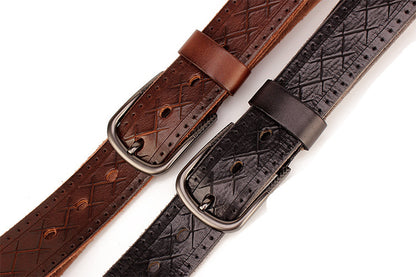 Genuine Leather Belt - Casual Style, Durable, Perfect Fit with Adjustable Buckle