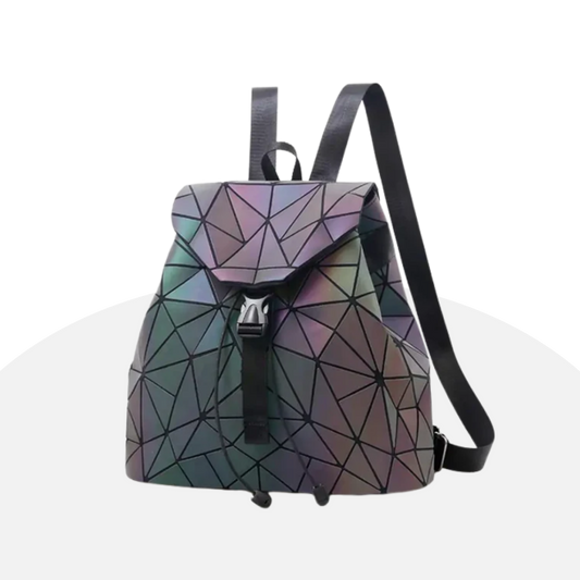 Geometric Luminous Backpack - Trendy Holographic Daypack