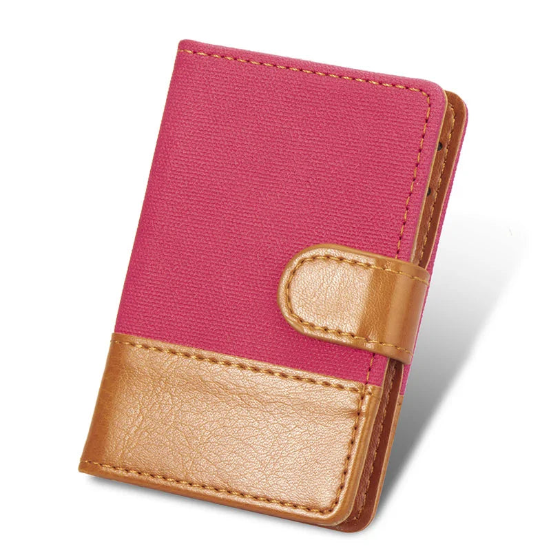 Cute Leaf Design Card Holder Wallet - RFID Blocking, Compact, Red PU Leather