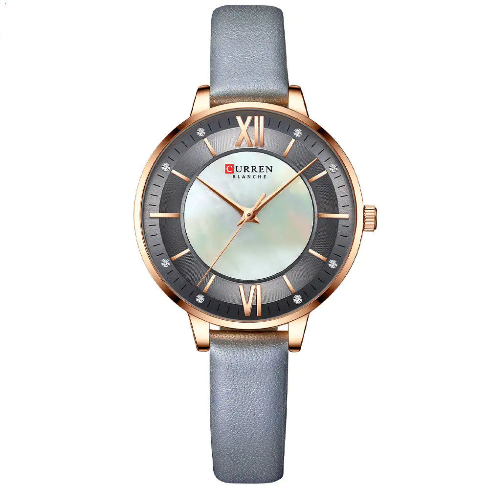 Curren Blanche Women's Rose Gold Watch with Blue Leather Band