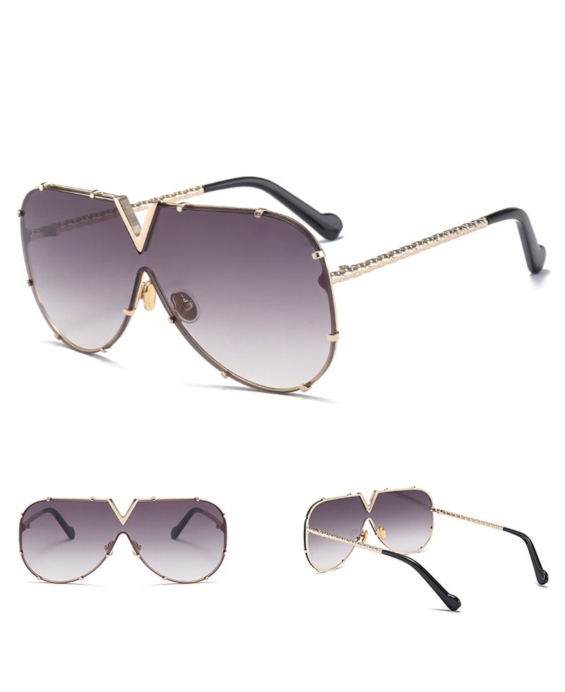 Oversized Aviator Sunglasses | Gradient Lenses | Edgy Metal Frame