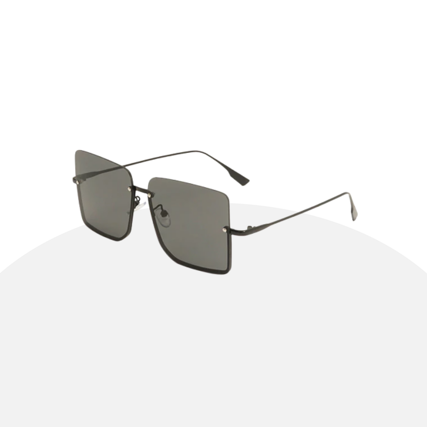 Edgy Square Rimless Sunglasses | Black Metal Frame | UV Protection