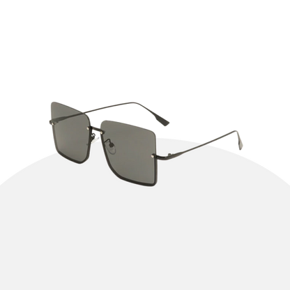 Edgy Square Rimless Sunglasses | Black Metal Frame | UV Protection