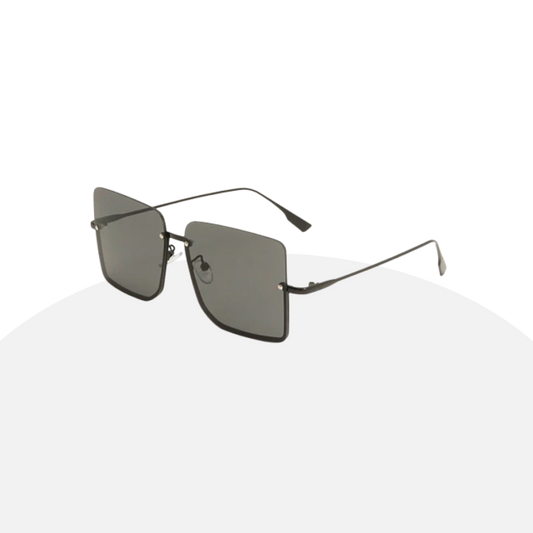 Edgy Square Rimless Sunglasses | Black Metal Frame | UV Protection