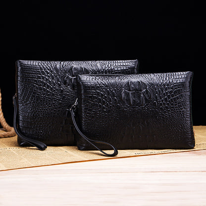 Luxurious Crocodile Embossed Leather Clutch - Stylish, Spacious, Versatile