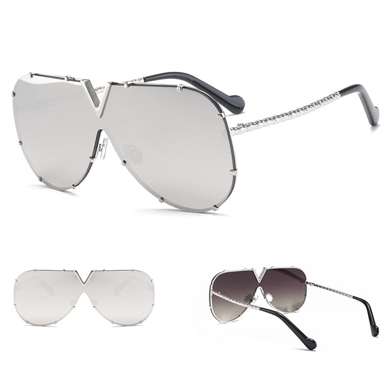 Oversized Aviator Sunglasses | Gradient Lenses | Edgy Metal Frame