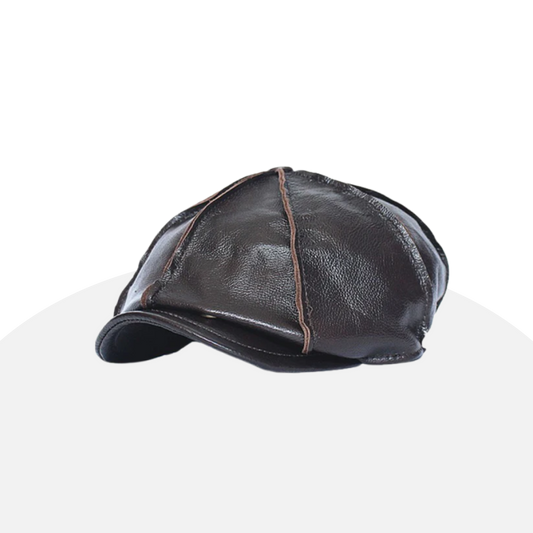 Handcrafted Leather Newsboy Cap | Vintage Style | Distressed Brown | Unisex