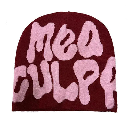 Statement "Mea Culpa" Beanie - Bold Knitted Style