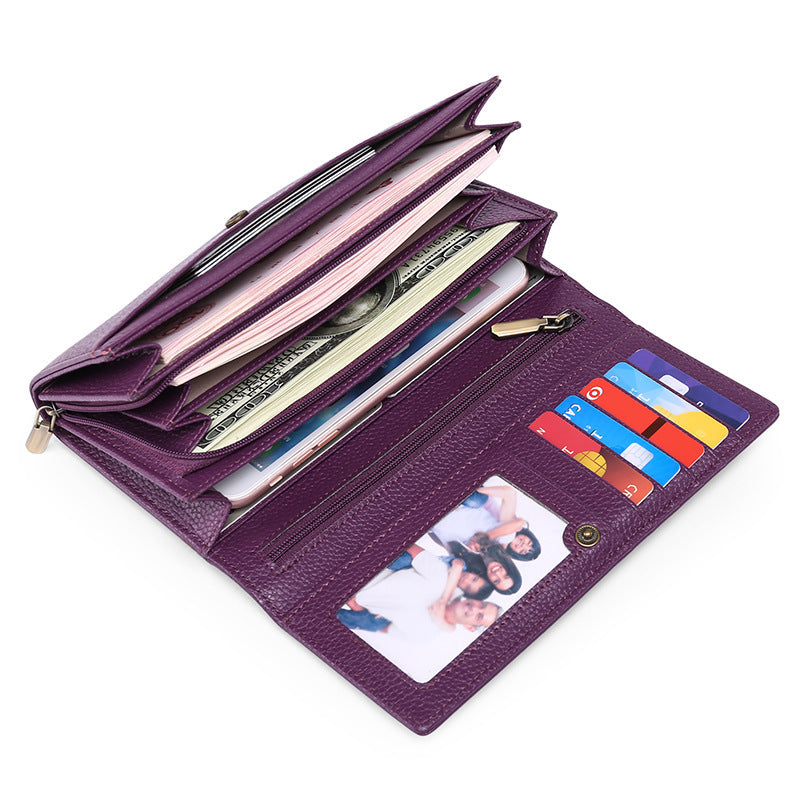 Elegant Leather Clutch Wallet - RFID Blocking, Spacious, Timeless Style