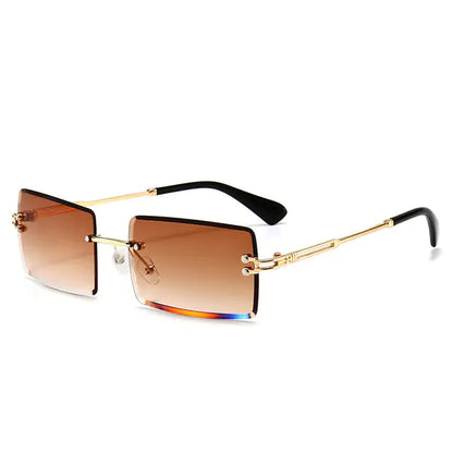 Edgy Rimless Rectangle Sunglasses - UV400, Lightweight, Fashion-Forward