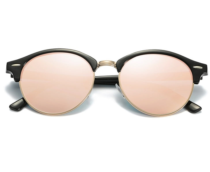 Trendy Round Sunglasses | Rose Gold Mirror Lenses | UV400 Protection