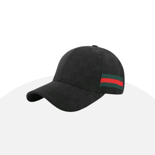 Luxe Suede Baseball Cap with Signature Web Stripe - Street Style Icon