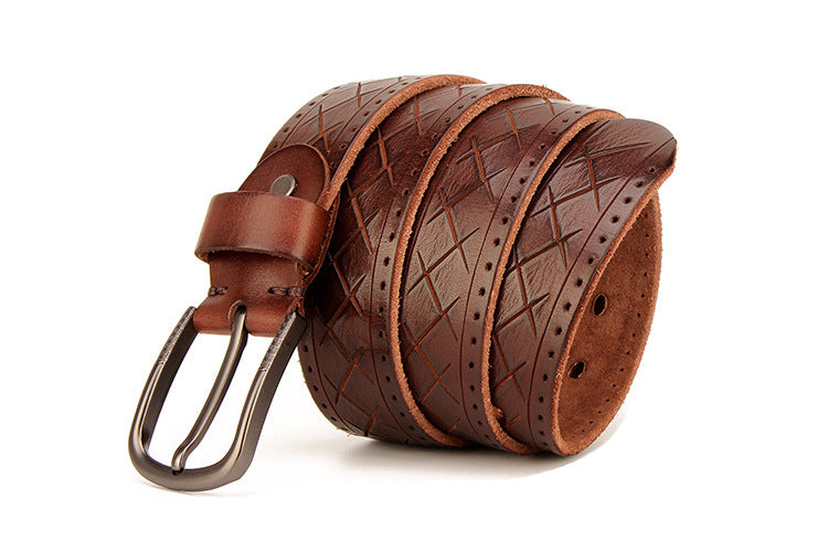 Genuine Leather Belt - Casual Style, Durable, Perfect Fit with Adjustable Buckle