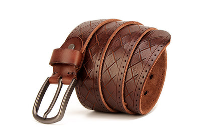 Genuine Leather Belt - Casual Style, Durable, Perfect Fit with Adjustable Buckle