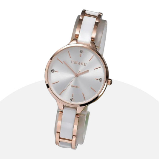 UMARK Elegant Ceramic Women's Watch with Diamond Accents