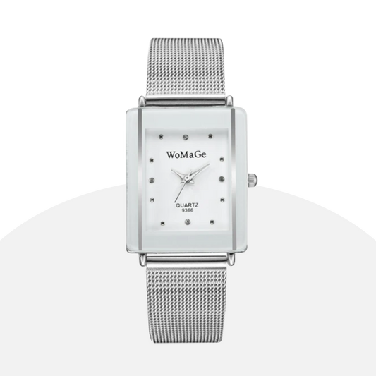 WoMaGe Women's Rectangle Watch Quartz Mesh Band Elegant