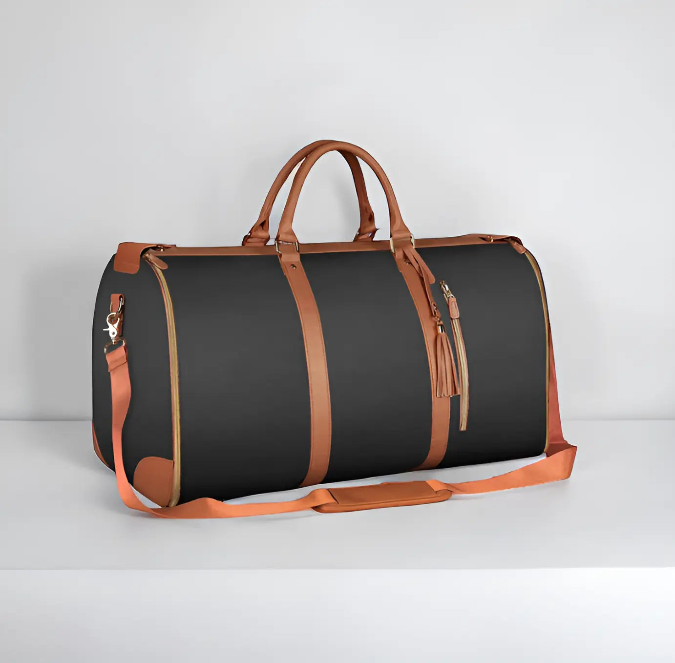 Elegant Weekender Duffel Bag - Stylish Travel Companion with Leather Accents