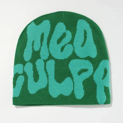 Statement "Mea Culpa" Beanie - Bold Knitted Style