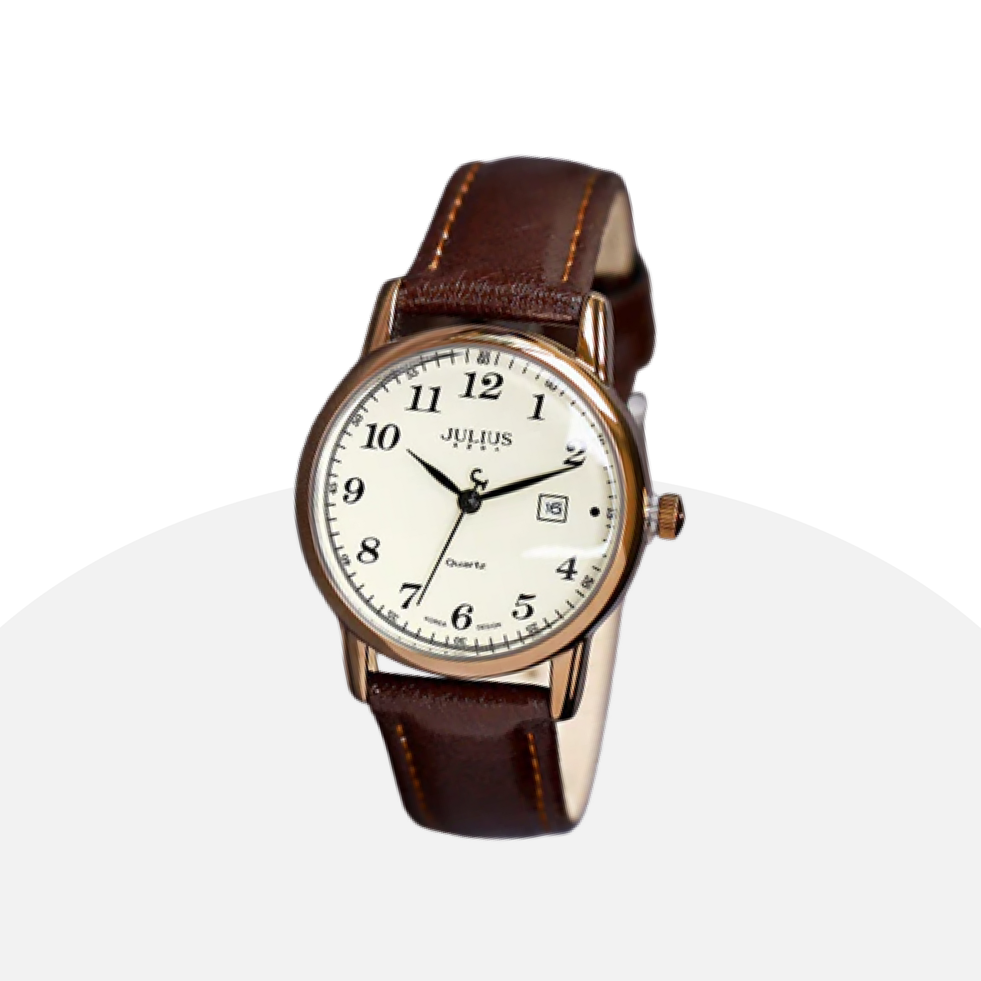 Classic Julius Quartz Watch with Brown Leather Strap