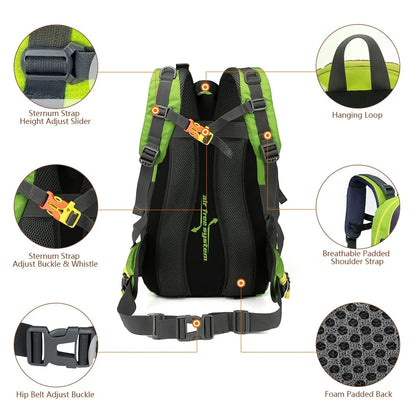 Lightweight Hiking Backpack 40L - Breathable, Water-Resistant, Multi-Purpose