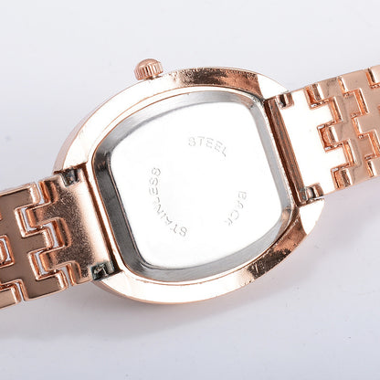 Ketime Women's Rose Gold Oval Watch Diamond Quartz Elegant Fashion