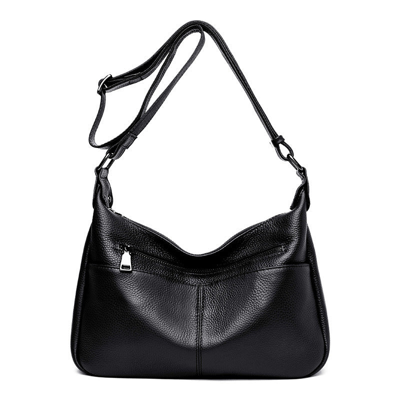 Classic Leather Shoulder Bag - Spacious, Organized, Timeless Style