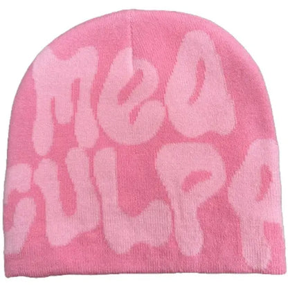 Statement "Mea Culpa" Beanie - Bold Knitted Style