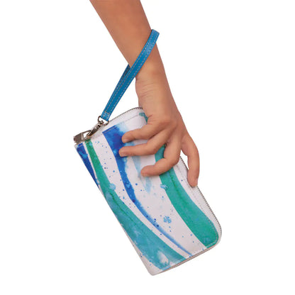 Anemoss Watercolor Waves Wallet , Women's Zippered Clutch Purse