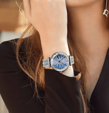 Wheel Watch - Unique Design, Diamond Accent, Women's Fashion