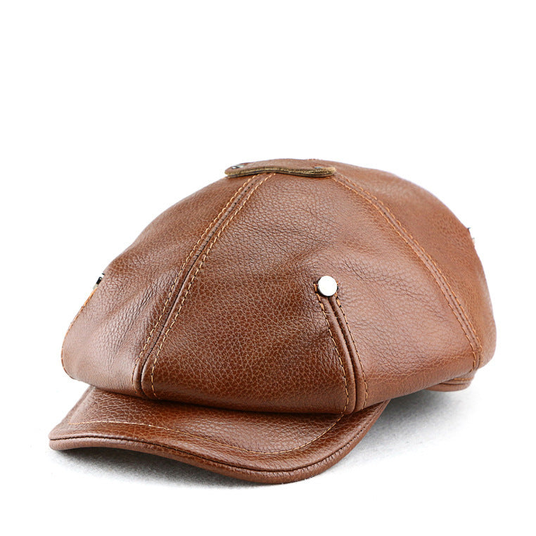 Classic Leather Newsboy Cap - Timeless Style & Comfort