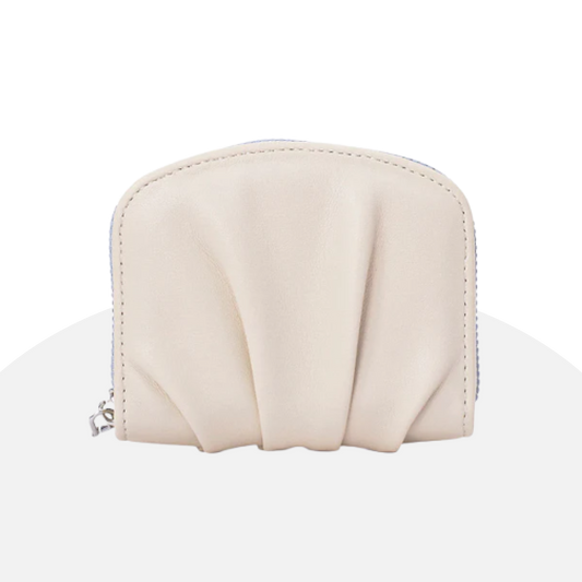 Elegant Seashell Pleated Leather Coin Purse with Zipper