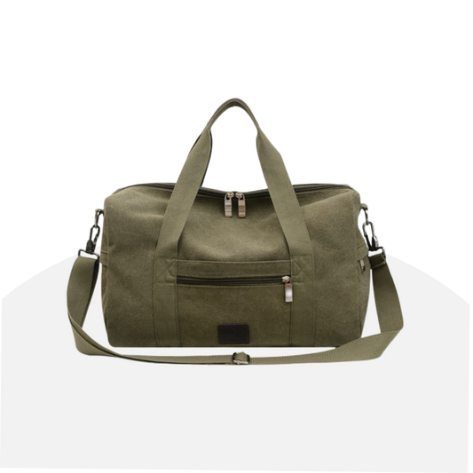 Vintage Canvas Weekender Duffel Bag with Leather Accents