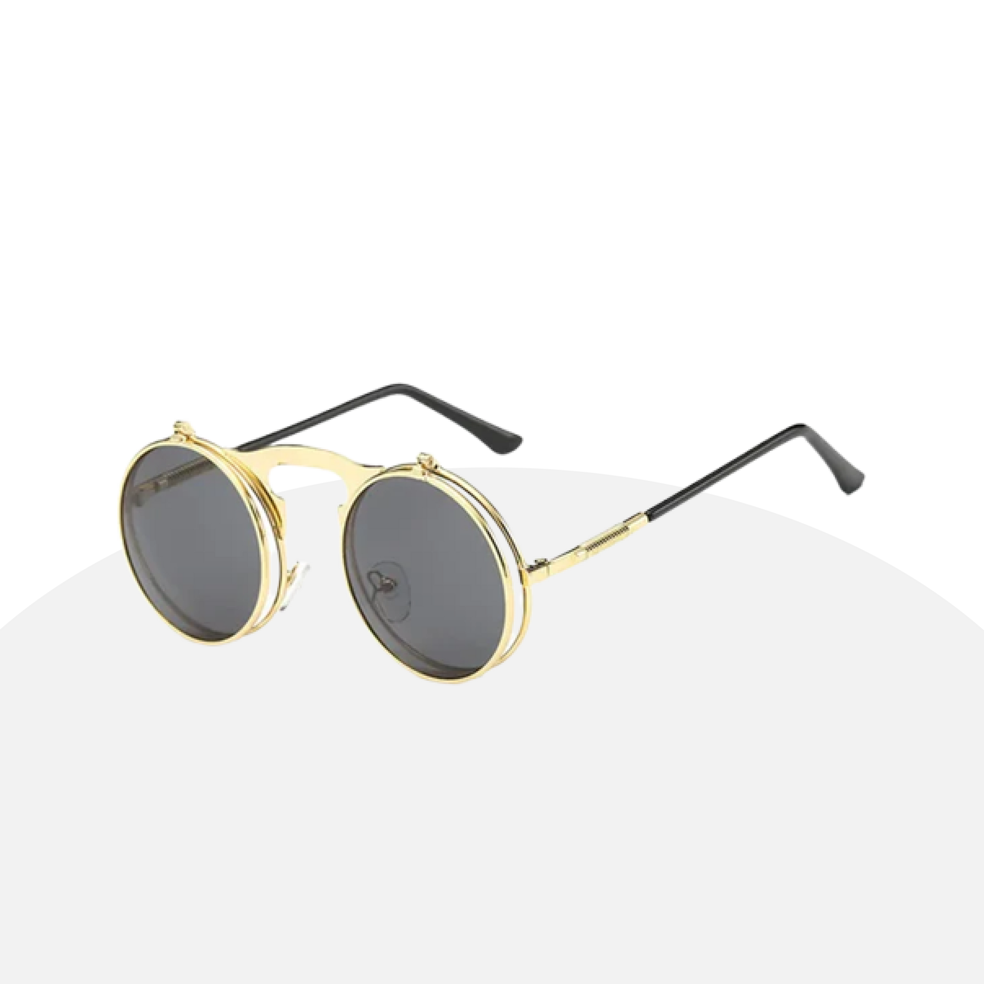 Retro Round Flip-up Sunglasses | Rose Gold Frame | UV Protection