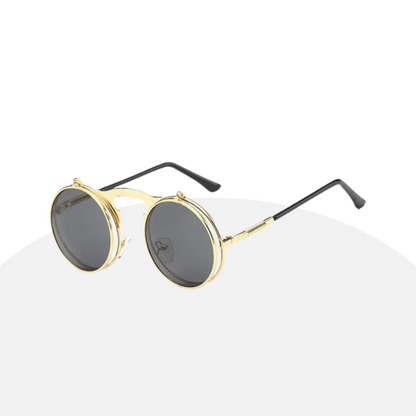 Retro Round Flip-up Sunglasses | Rose Gold Frame | UV Protection