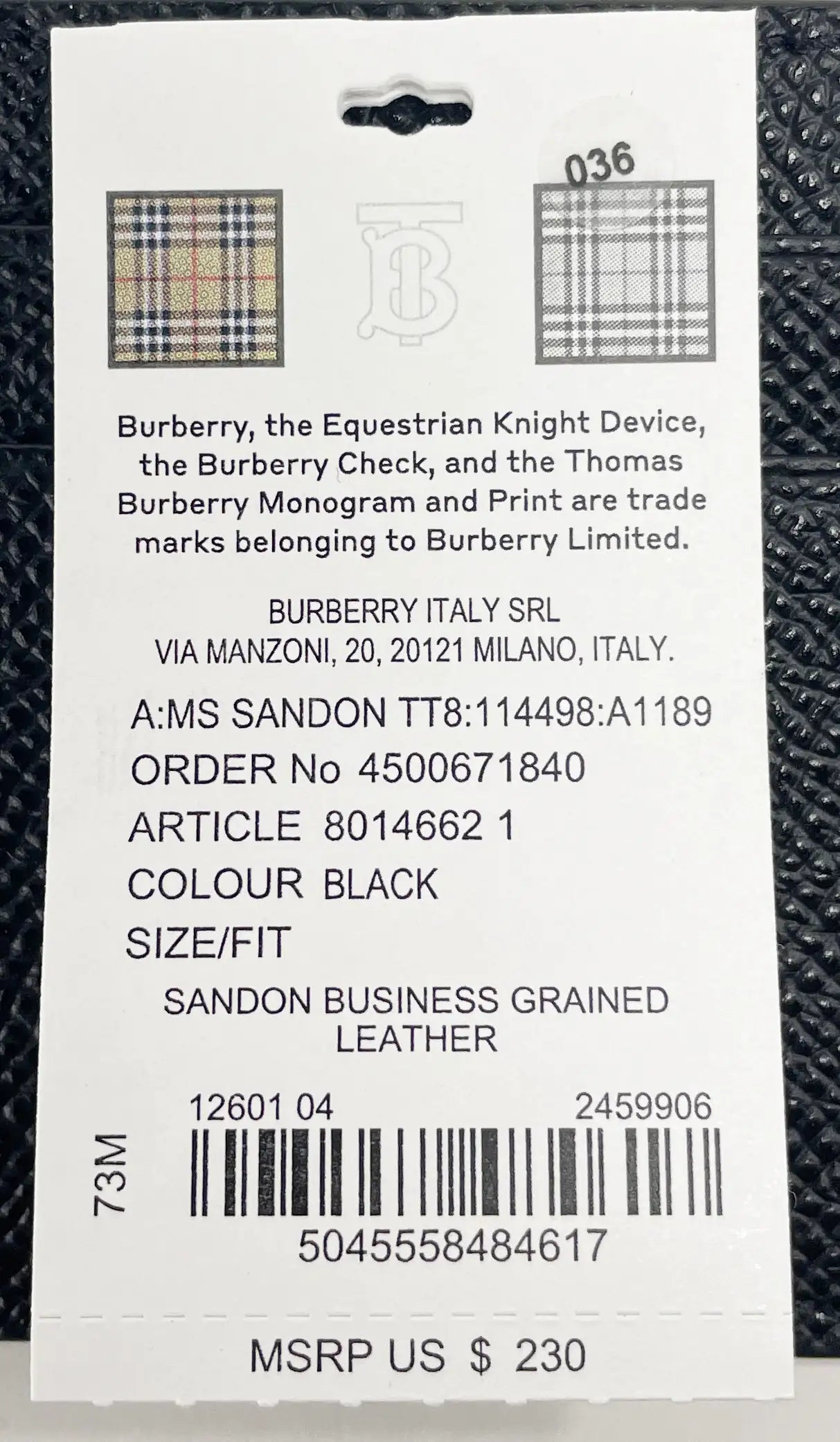 Burberry Sandon Grained Leather Card Case - Sleek & Minimalist