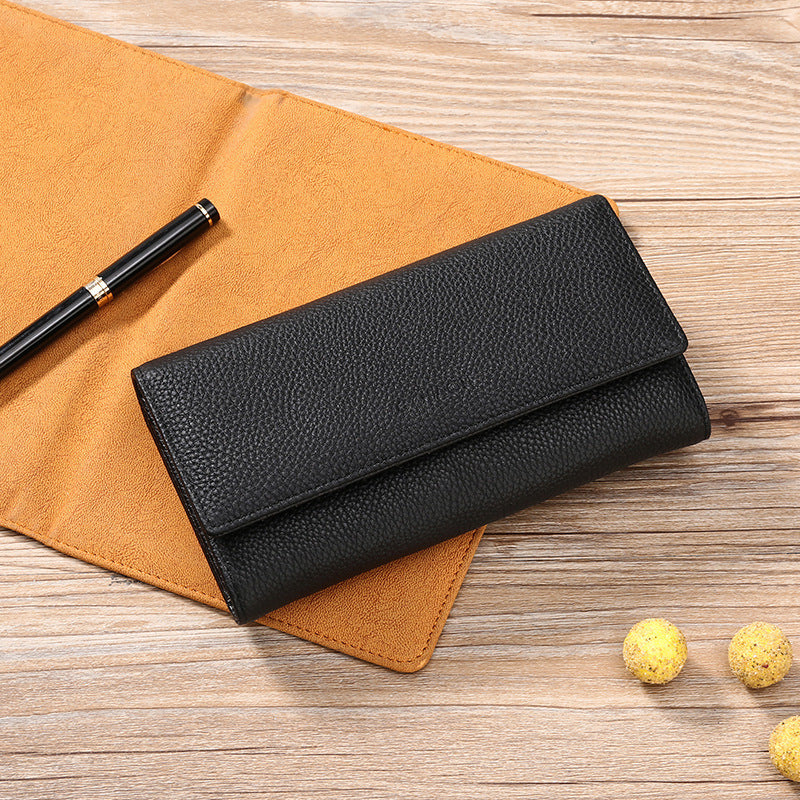 Elegant Leather Clutch Wallet - RFID Blocking, Spacious, Timeless Style