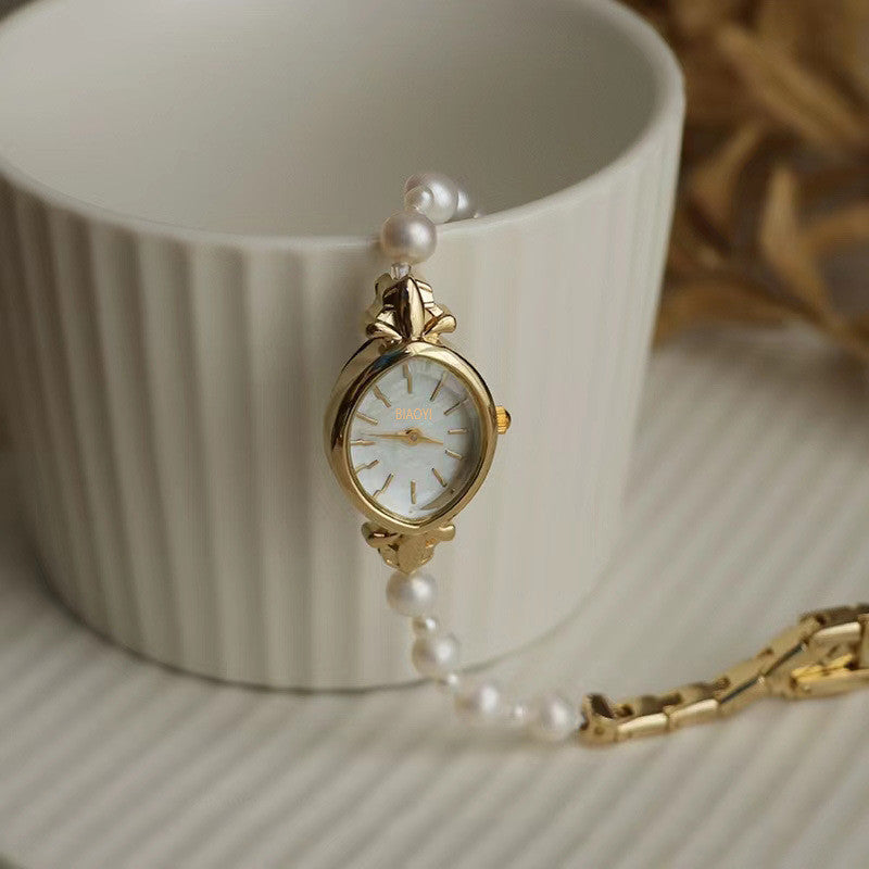 BIADYI Women's Pearl Bracelet Watch Elegant Gold Casual Fashion