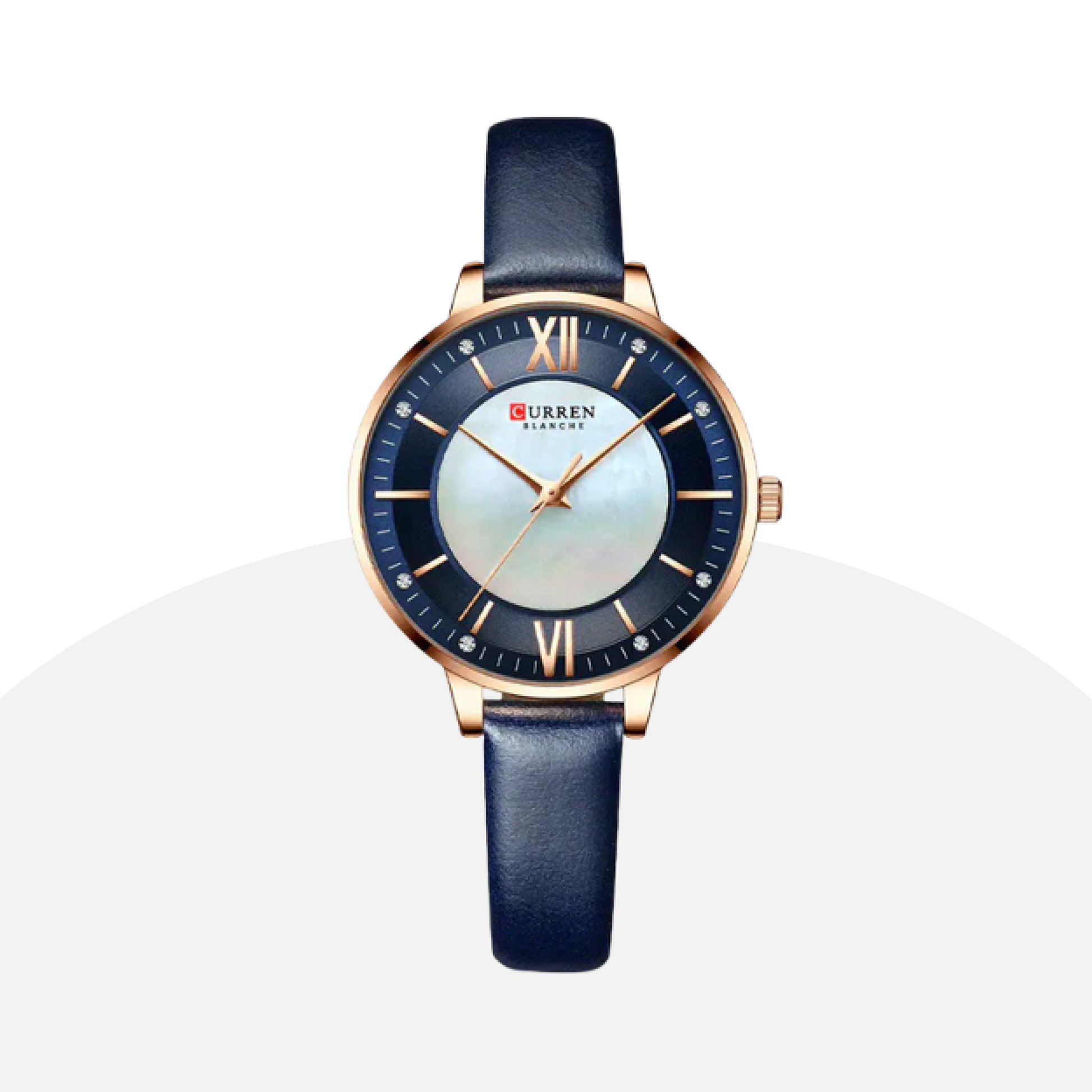 Curren Blanche Women's Rose Gold Watch with Blue Leather Band