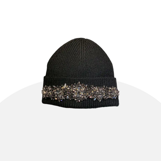 Sparkling Crystal Embellished Knit Beanie - Winter Luxury