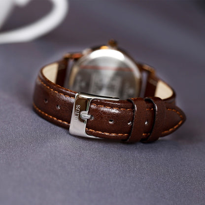 Classic Julius Quartz Watch with Brown Leather Strap