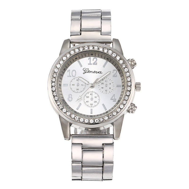 Geneva Women's Gold Watch with Rhinestone Bezel