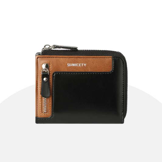 Sunicety Men's Zippered Wallet: RFID Blocking, Compact, PU Leather