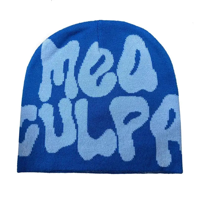 Statement "Mea Culpa" Beanie - Bold Knitted Style