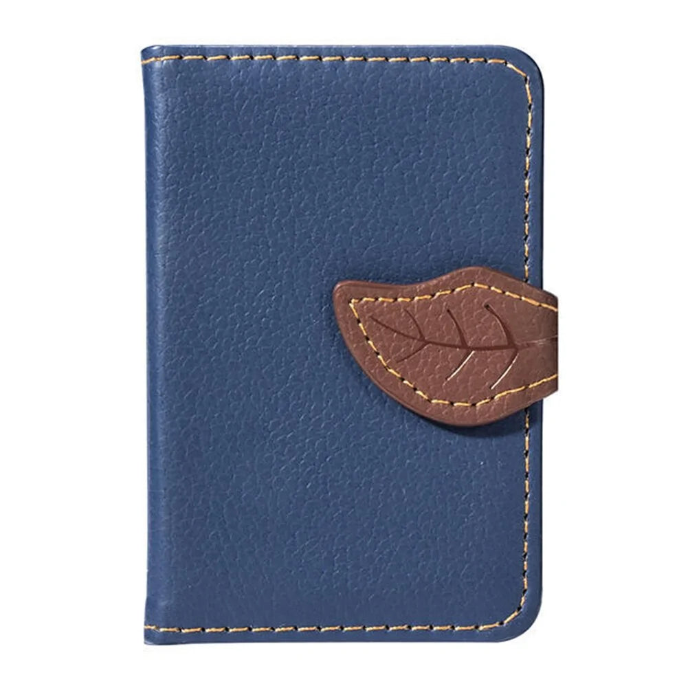 Cute Leaf Design Card Holder Wallet - RFID Blocking, Compact, Red PU Leather