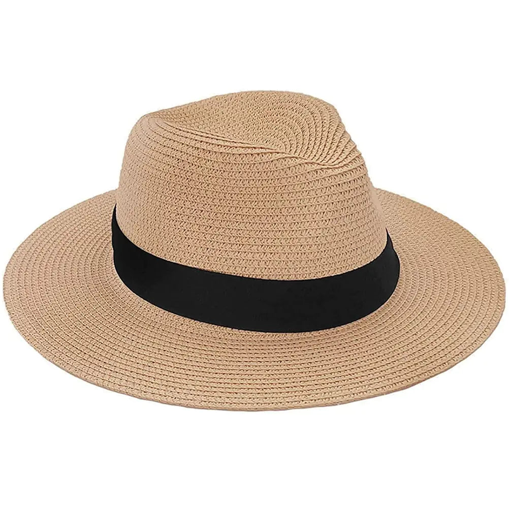 Classic Straw Fedora Hat - Summer Sun Protection, Unisex